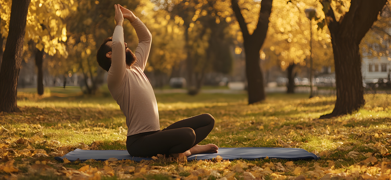 people working out outside during fall season